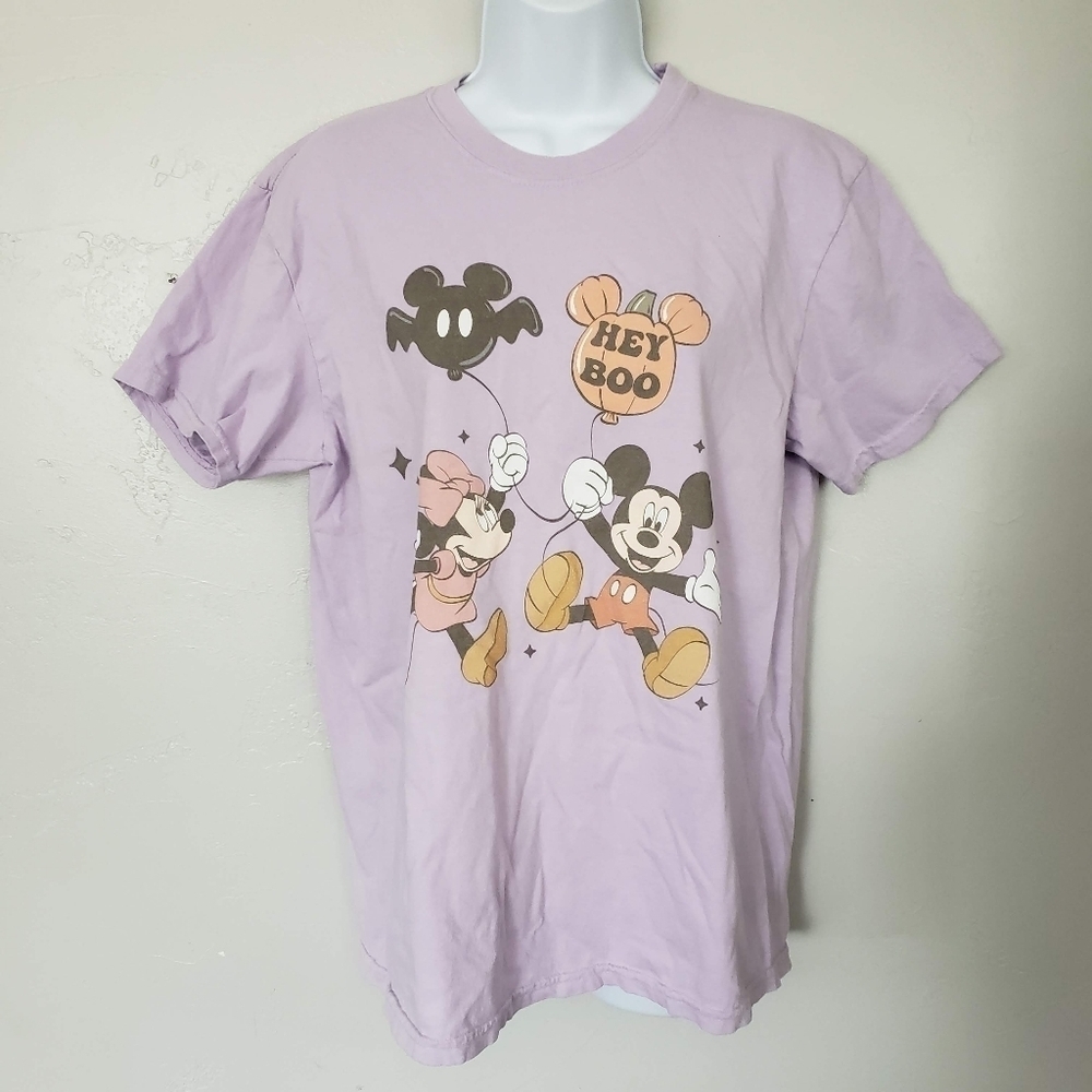Comfort Colors Unisex Medium Light Purple Short Sleeve Shirt Mickey Minnie Top